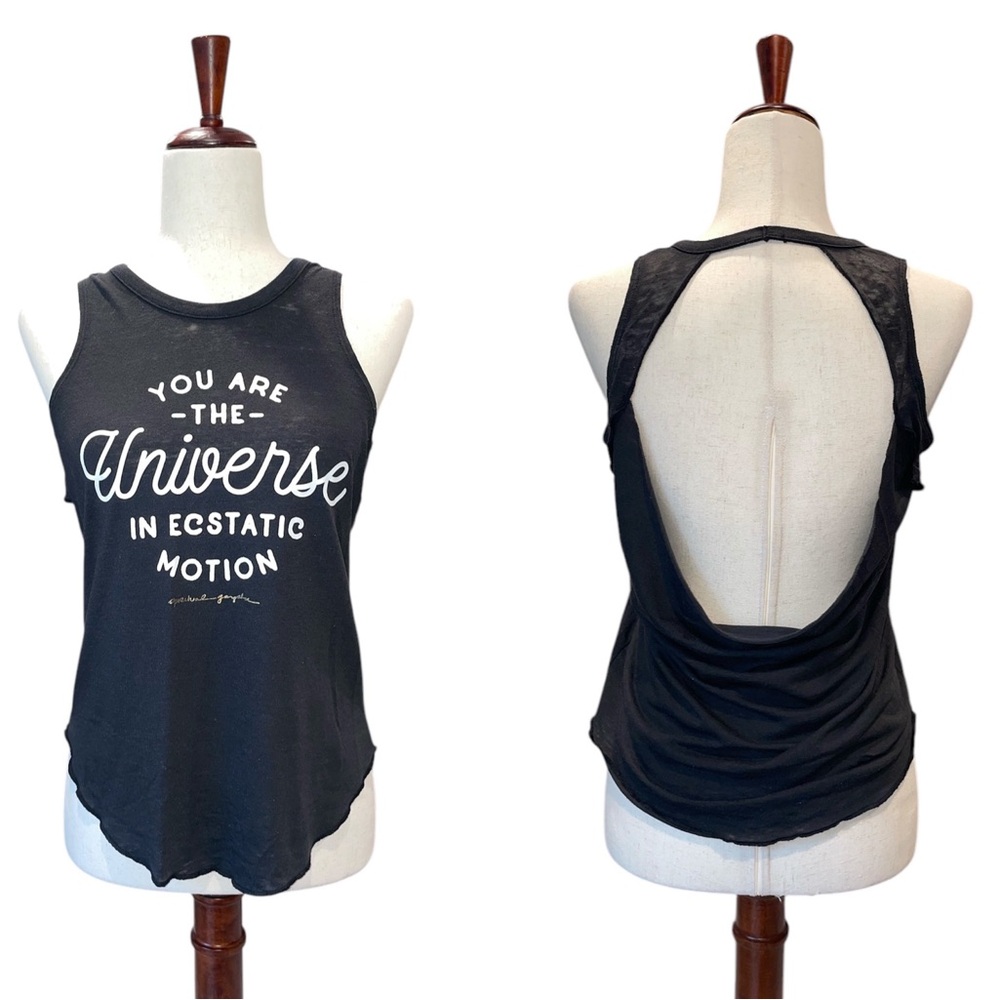 Spiritual Gangster Ecstatic Motion Black Open Back Tank Top Burnout XS